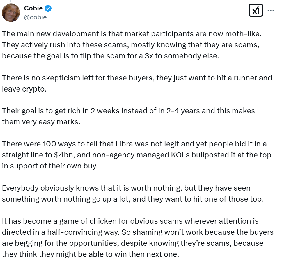 The aftermath of the LIBRA farce: How do Solana founder Tory and celebrity Cobie comment?插图1